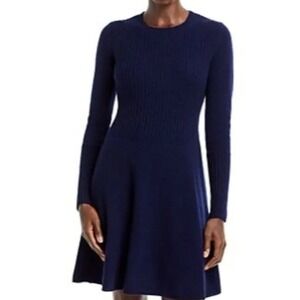 AQUA Bloomingdale's A-Line Cashmere Dress in Peacoat Blue Size Medium